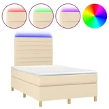 vidaXL Boxspringbett mit Matratze & LED Creme 120x200 cm Stoff