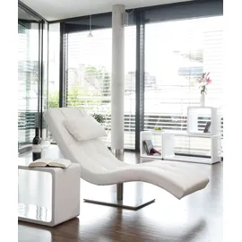 SalesFever Relaxliege mit Nackenkissen Kunstleder 60 x 82 x 170 cm Weiß