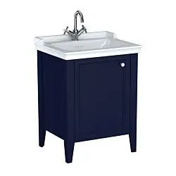 Vitra Valarte Waschtisch-Möbel-Set 65764 64,5x53x88cm, links, Korpus stahlblau/Waschtisch weiß hochglanz