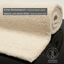 THEKO Wollteppich THEKO "Hadj Uni", beige (natur), B:200cm H:25mm L:300cm, Wolle, Teppiche, echter Berber Teppich, reine Wolle, meliert, handgeknüpft
