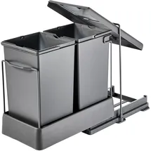 Aspira Ausziehbarer SMART Einbaumülleimer, Abfalleimer, Mülleimer „Müllomatic ECO 2“ mit automatischem Auszug beim Türöffnen | Volumen: 2x 14L | mit Schienen- bzw. Gleitsystem