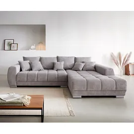 DeLife Ecksofa Cord 3-Sitzer Silbergrau