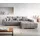 DeLife Ecksofa Cord 3-Sitzer Silbergrau