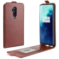 Flip Case Handyhülle für OnePlus 7 Pro Vertikal Schutzhülle Tasche Cover Braun Bumper Smartphone Kartensteckplatz-Kreditkarte-Geldscheine EC-Karte Bank-Karte
