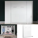 QMM TraumMöbel Schrankbett Klappbett VB 140 x 200 mit 2 Schränken (Möbel-Set, 3-St., Schrankbett vertikal 140x200, 2 Schränke) Farbauswahl weiß