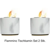 Techlando 2 x Flammino Design-Tischkamin aus Marmor Look Flammino