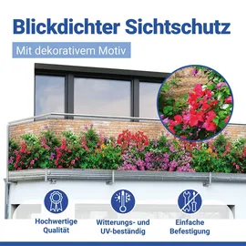 Maximex Zaunblende 500 x 35 cm Blumen Kunststoff
