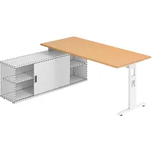 Hammerbacher Hammerbacher-Anbauschreibtisch T-Fuß 180x80cm Buche/Weiß-VOSE19/6/W