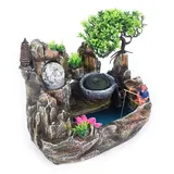 Zimmerbrunnen Tischbrunnen,LED Wasserfall Desktop Springbrunnen Beleuchtung,Indoor Entspannungsbrunnen mit LED Lichtern - für Wohnzimmer Schlafzimmer Büro