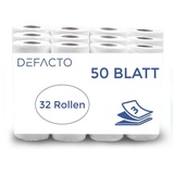 Defactoshop Papierküchenrolle 32 oder 64 Rollen Küchenrollen Küchenkrepp 3 lagig Zellstoff 50 Blatt (64-St)