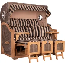 Mr. Deko Strandkorb Düne Grande XXL Bullauge Teak PE grey Dessin 581