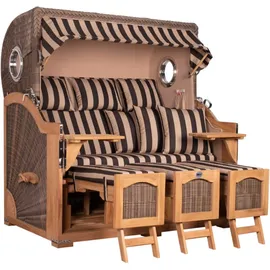 Mr. Deko Strandkorb Düne Grande XXL Bullauge Teak PE grey Dessin 581