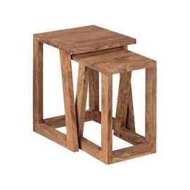 Wohnling Beistelltisch 2er-Set Braun Sheesham 0 x 0 cm