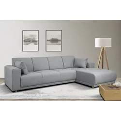 Ecksofa HOME AFFAIRE "LEMPS wahlweise Recamiere links oder rechts L-Form", grau (hellgrau), B:297cm H:85cm T:162cm, 100% Polyester, Sofas, incl. Zierkissen, Stellmaße 297x162 cm