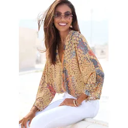 Fledermausshirt, mit Animaldruck, lockere Bluse mit V-Ausschnitt, Blusenshirt, Gr. 44/46, animal bedruckt, , 45461824-44