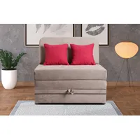 Schlafsofa INOSIGN "Fantastico Plus Schlafsofa 92cm (Liegefläche 92/190cm)", beige, B:92cm H:95cm T:97cm, 100% Polyester, Sofas, mit Bettkasten, Inklusive 1 Rücken- und 2 Zierkissen