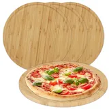 relaxdays Pizzateller Bambus Pizzateller im 4er Set braun