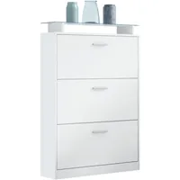 Vladon Schuhschrank, Weiß, Holzwerkstoff, 89x128x23 cm, Garderobe, Schuhaufbewahrung, Schuhschränke