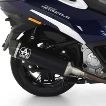 ARROW Homologierter Schalldämpfer Aluminium mit Carbon-Endkappe Schwarz für Peugeot Metropolis 400 17-21