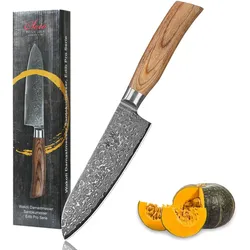 Santoku Messer I 16 cm Klinge aus 67 Lagen Damaststahl I Pakkaholzgriff