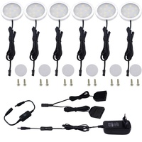 AIBOO LED Schrankleuchten 6er Set, Vitrinenbeleuchtung Dimmbar mit Touch Dimmer, LED Unterbauleuchte Küche Warmweiß, Ultra dünn DC 12V Schrank Lichter für Kabinett Schränke Kleiderschrank