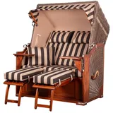 Mr. Deko bene living Strandkorb Komplettset Schaalsee Mahagoni PE grau Modell 581