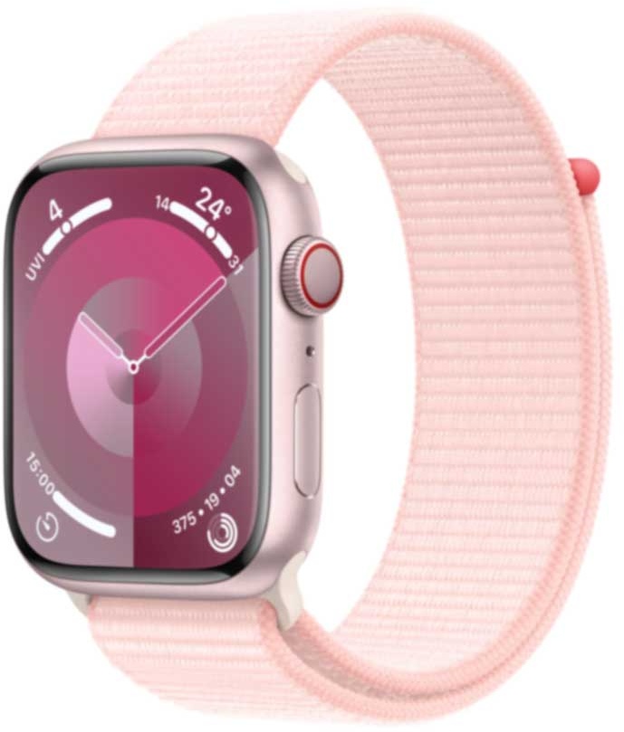 APPLE Watch Series 9 GPS + Cellular 45mm Pink Aluminium Case with Light Pink Sport Loop (MRMM3QF/A)