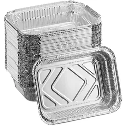 Relaxdays Aluschalen Grill, 50er Set, B x T: 18,5 x 13 cm, eckige Grillschalen, Tropfschalen indirektes Grillen, silber
