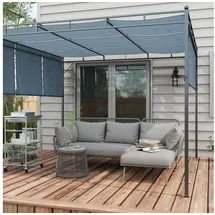 Outsunny Gartenmöbel-Set Ecksofa & Beistelltisch Polyrattan grau/hellgrau