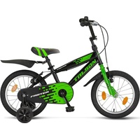 16 Zoll Fahrrad TALSON Kinderfahrrad inkl. Kettenschutz, Stützräder und Zubehör Jungen Schwarz Grün
