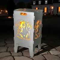 Feuerkorb Garten mit Motiv Labrador Knochen 75cm 3mm Stahl Feuertonne hochwertig