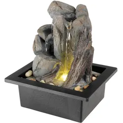 Brunnen - Tischbrunnen - kleine und große Wasserfälle - Polyresin - 1 warmweiße LED - H: 24cm