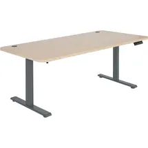 MCW Schreibtisch MCW-D40, Computertisch, elektrisch höhenverstellbar 160x80cm 53kg MVG ~ hellbraun, anthrazit-grau