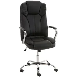 DELUKE® Bürostuhl JUBEL - 115x62x70, Schwarz | Kunstleder | Metall in Chromoptik Gestell | ergonomische Bürostühle Homeoffice Stuhl mit Rollen