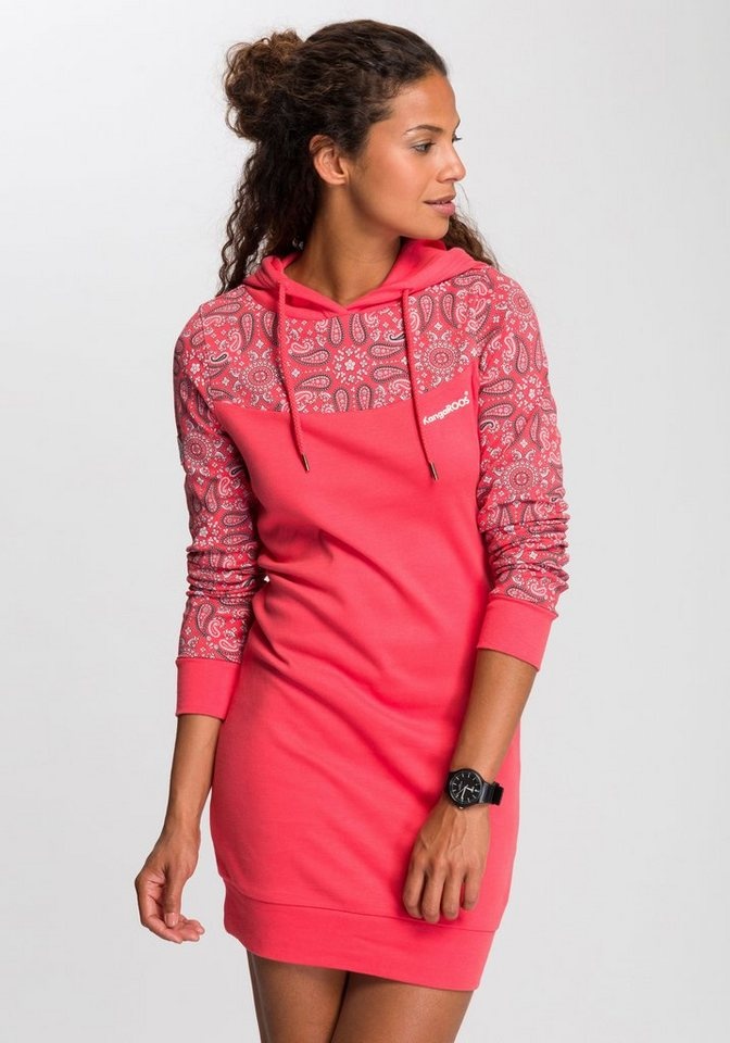 KangaROOS Sweatkleid mit schönem Print im Ärmel- und Brustbereich rot 50
