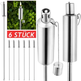 Gardebruk Gartenfackel Öl 6er Set 330ml Edelstahl Rostfrei 115cm Hoch Ölfackeln Fackeln Garten Draußen