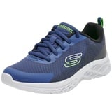 Skechers Boys Sneaker, Marineblaues Textil-Synthetik-Schwarz Limettengrün, 37 EU