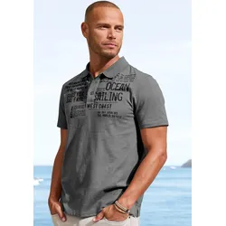 Poloshirt »mit Print«, Regular-Fit, aus Slub-Qualität, mit Print, Gr. M (48/50), grau, , 34104561-M
