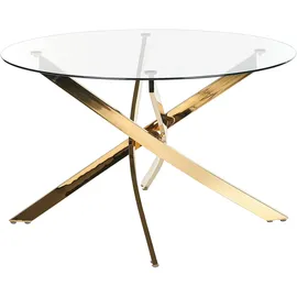 Beliani Esstisch Ø 120 cm transparent/gold