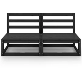 vidaXL Gartensofa 2-Sitzer Schwarz Massivholz Kiefer