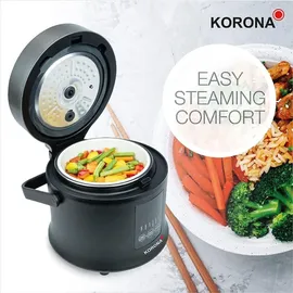 KORONA 58011 Reiskocher Dampfgarer Warmhaltefunktion LED Display Touch Buttons | Schwarz