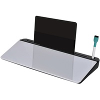 Vinsetto Tisch-Organizer Memoboard für Schreibtisch mit Tablettenständer Schreibtischorganizer Glas - schwarz | weiss