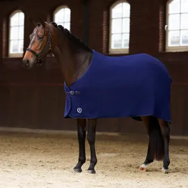 Imperial Riding IRH Fundamental Basic Abschwitzdecke, funktional & atmungsaktiv, schweißabsorbierendes Polar-Fleece Frontverschluss, schnell trocknende Fleecedecke für Pferde, Navy, 145