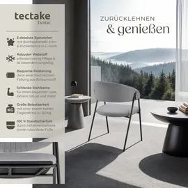 Tectake tectake® Armlehnstuhl, Webstoff, gepolstert, schlanke Stahlbeine, 60 x 58 x 85 cm