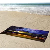 Chickwin Flugzeug Drucken Microfaser Strandtuch Große, Handtuch Leicht Tragbar Rechteckig Badetuch Schnelle trockene Wasseraufnahme Bad Pool Badetuch (80x160cm,Feuerwerk)