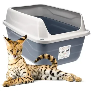 GarPet XXL Extra hohe Katzentoilette offene Katzenklo mit hohem Rand Jumbo Schalentoilette groß ohne Deckel hygenisch Katzen WC