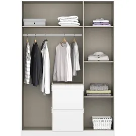 Rauch Möbel Nidda, Drehtürenschrank mit 2 Schubkästen, Kleiderschrank Schrank Garderobe Wäscheschrank Ankleide weiß, Kleiderschränke, 3-türig, grifflos mit Push-to-Open-Funktion, Farbe Alpinweiß, 136x197x54cm