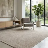 Sehrazat Teppich SEHRAZAT "LIMA, auch als Läufer", beige, B:120cm H:10mm L:170cm, Polyester, Polypropylen, Teppiche, Teppich, Kurzflor, Linienstruktur, leichter Glanz, Wohnzimmer