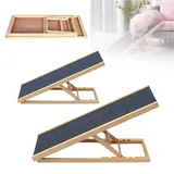 3-in-1 Hunderampe Auto/Bett/Sofa – 100cm Klappbare Katzenrampe aus Kiefernholz – Leicht & Höhenverstellbar (30/40/50/60cm) – rutschfeste Trittmatte – Ideal für Ältere Hunde