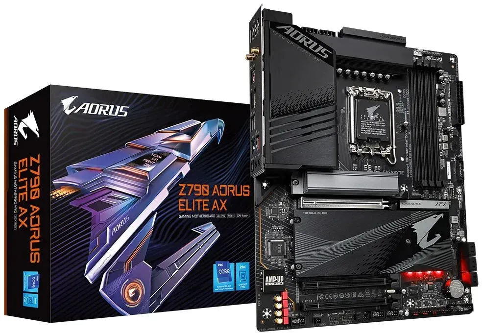 GIGABYTE Z790 AORUS ELITE AX Motherboard - Unterstützt Intel Core 14. Generation CPUs, 16*+2+1 Phasen Digital VRM, bis zu 7600MHz DDR5 (OC), 4xPCIe 4.0 M.2, Wi-Fi 6E, 2.5GbE LAN, USB 3.2 Gen 2x2